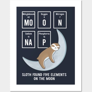 Moon nap cute baby sloth sleeping on the moon Posters and Art